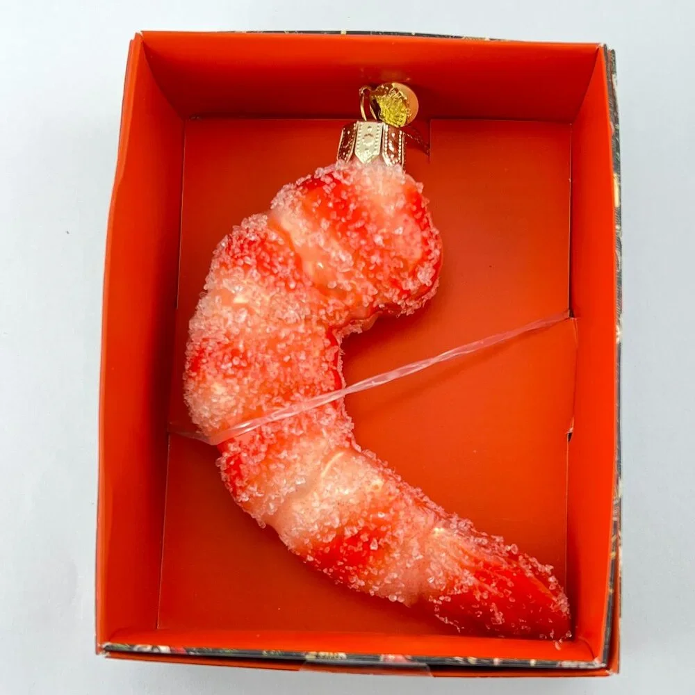 NIB 2025 John Derian for Target Holiday Glitter Shrimp Ornament 4 inches